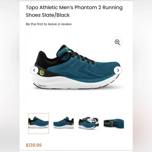 Topo Athletic Men’s Phantom 2 Running Shoes Slate/Black Size 13 - Picture 13 of 15